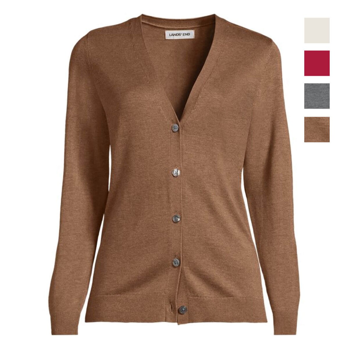 [16] Lands End Womens Cotton Modal V-neck Cardigan Sweater
